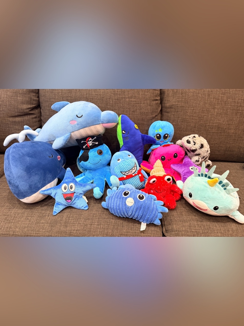 Plush Ocean Friends Toy Set - Blue, Red, Pink Characters